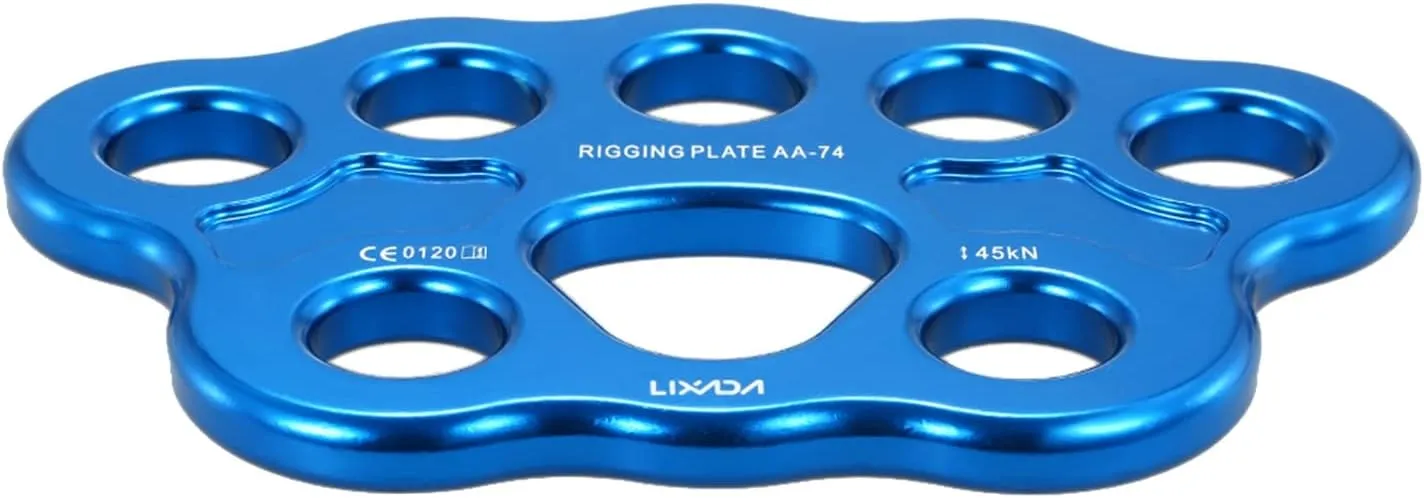 1 PCS 8 Holes Outdoor Rigging Plate 45KN Rock Climbing Mountaineering Anchor Point Connector Gear Rigging Plate Blue