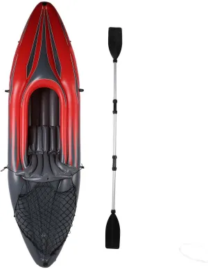 1 Person Inflatable Kayak, PVC UV Proof Portable Blow Up Canoe Boat with Hand Pump Paddle Storage Bag, for Fishing, Made of Thickened PVC, Wear Proof and Stable Hull, Water
