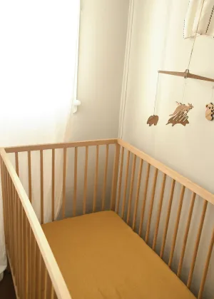 100% Hemp Bed Linen • Baby Cot Fitted Sheet Chai