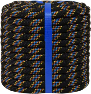1/2 inch 100 ft Double Braided Polyester Rope 48 Strands 1/2inch Arborist Rope Climbing for Tree Work Pulling Swing Sailing, Black/Blue