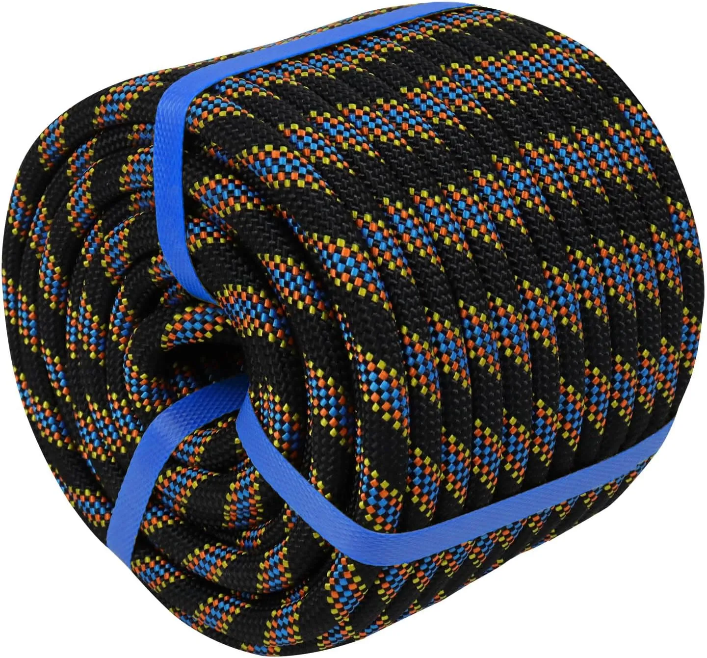 1/2 inch 100 ft Double Braided Polyester Rope 48 Strands 1/2inch Arborist Rope Climbing for Tree Work Pulling Swing Sailing, Black/Blue