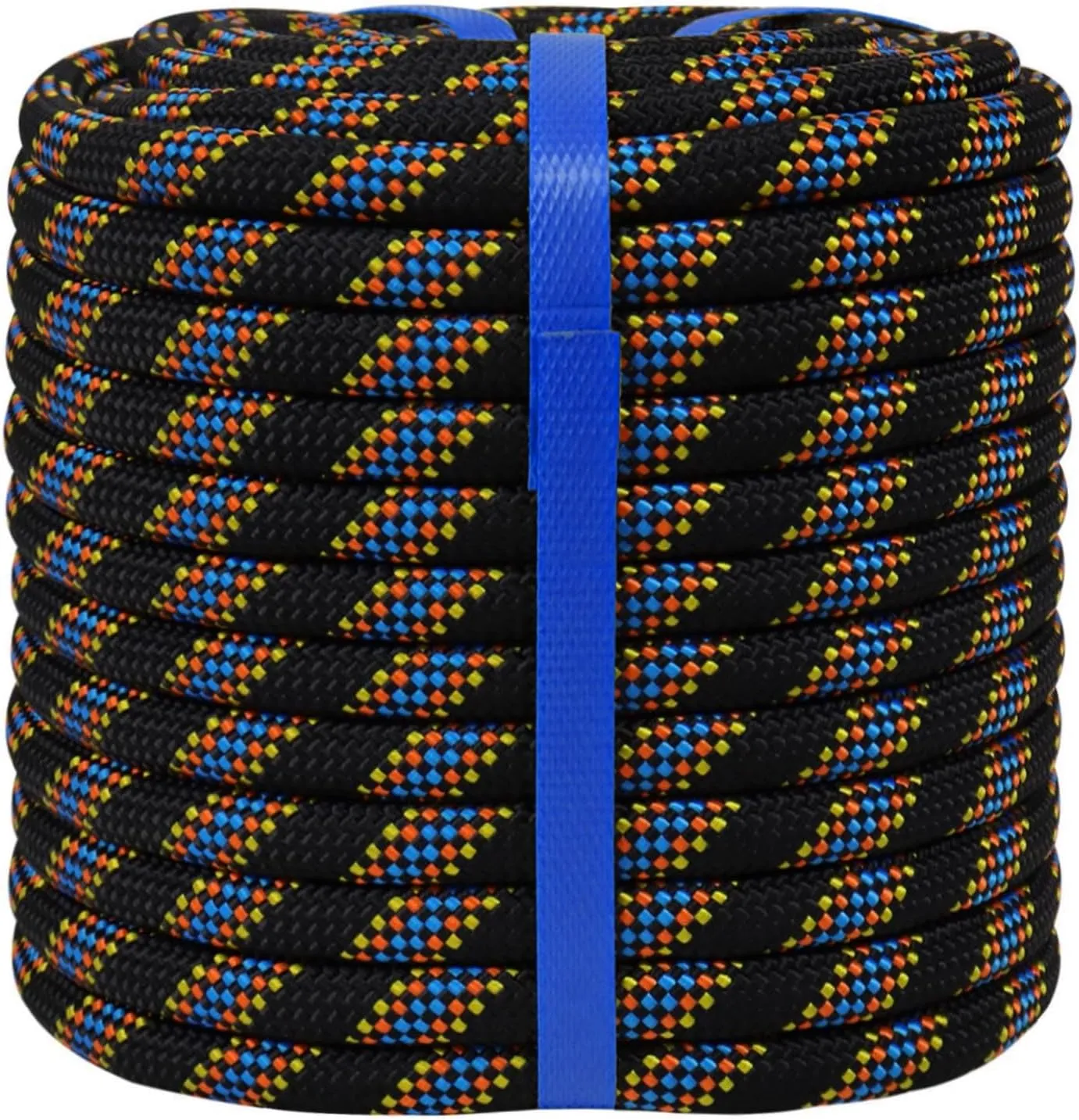1/2 inch 100 ft Double Braided Polyester Rope 48 Strands 1/2inch Arborist Rope Climbing for Tree Work Pulling Swing Sailing, Black/Blue