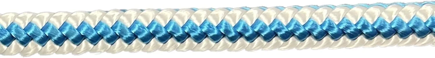 1/2 Inch by 120 Feet, 12 Strand Polyester Arborist Climbing Rope Blue/White, Made in The USA