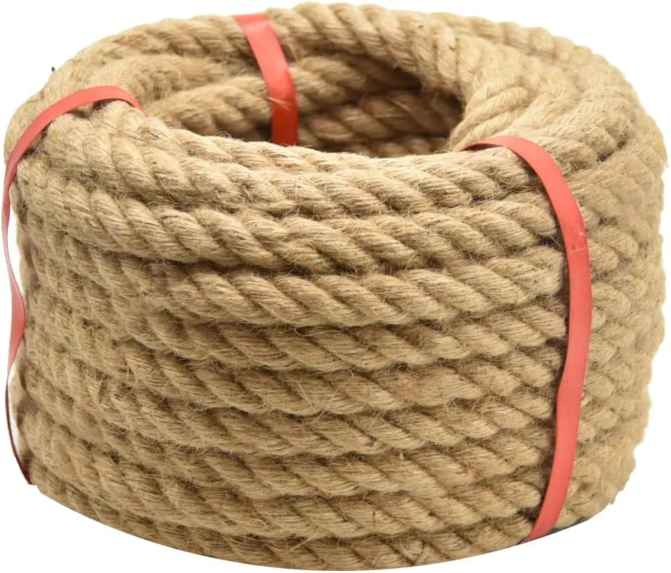 1/2 Inch x 100ft Jute Rope Natural Thick Heavy Hemp Rope Nautical Ropes Twisted Manila Rope for Crafts, Climbing, Bundling,Anchor, Hammock, Nautical, Cat Scratching Post, Tug of War, Decorate