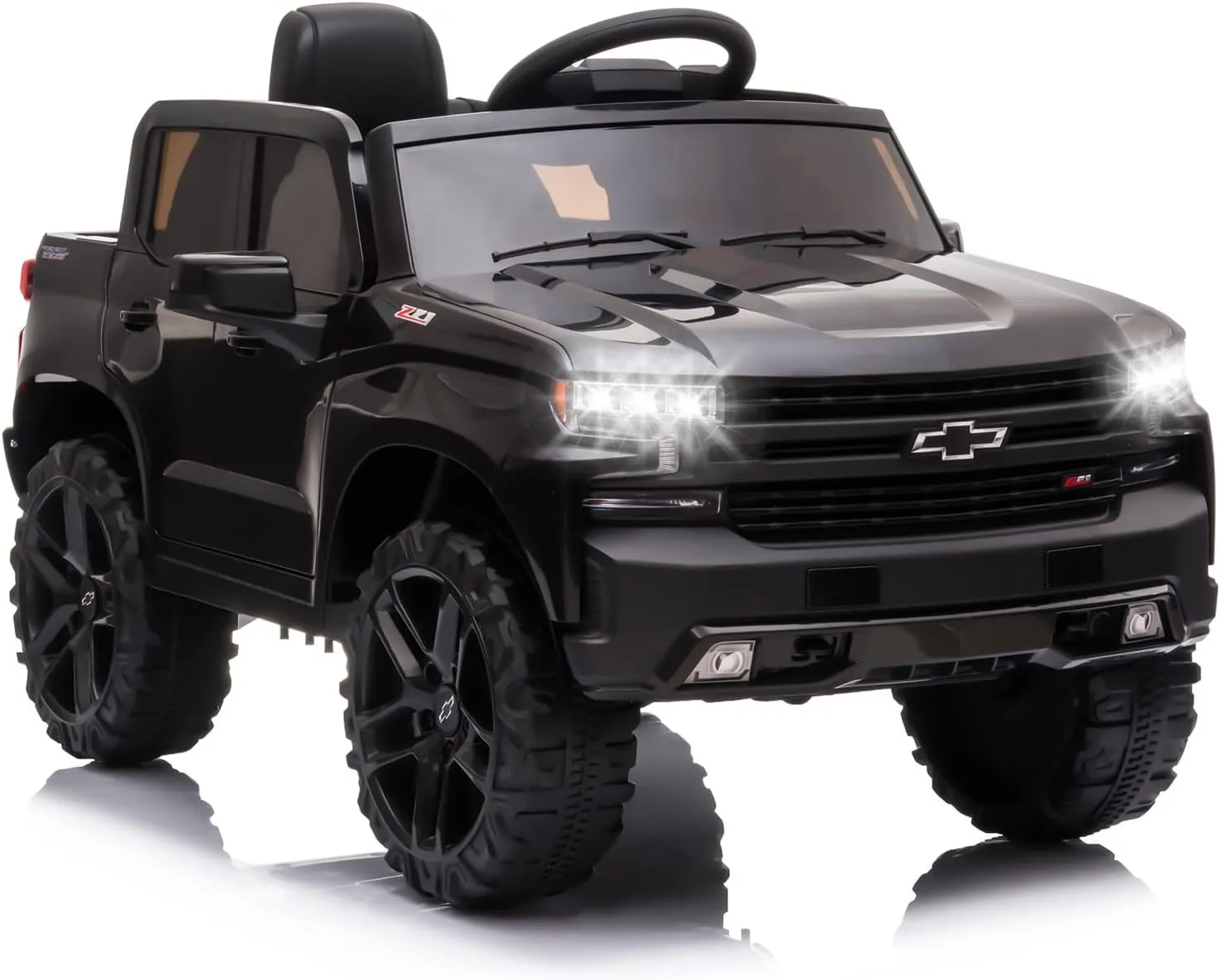 12V Ride on Car,Battery Powered Licensed Chevrolet Silverado GMC Kids Ride On Truck,Toddler Electric Vehicles Toys w/Remote Control, MP3/Bluetooth, Spring Suspension, LED Light (12VBlack)