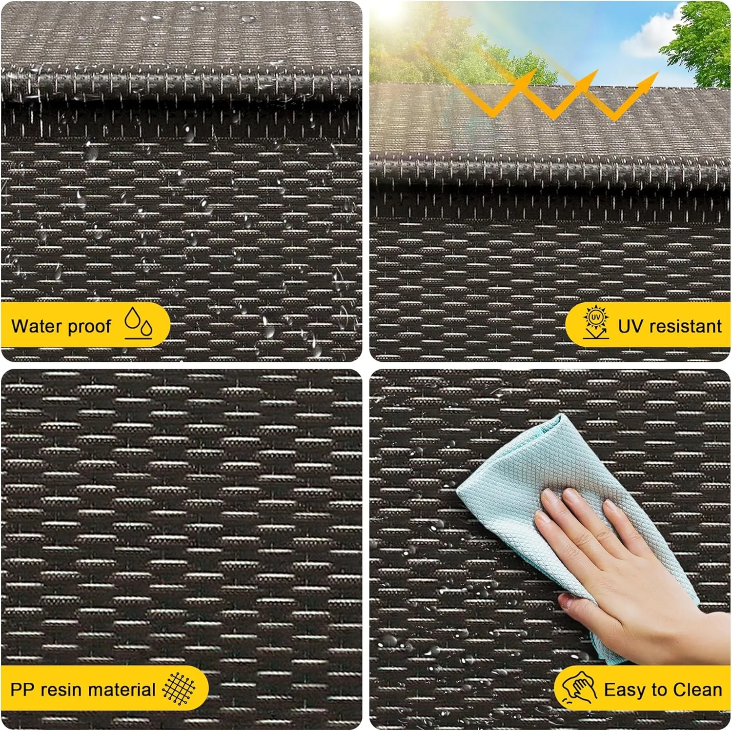 150 Gallon Outdoor Wicker Storage Box,Waterproof Deck Box with Wheels and Pneumatic Rod,Portable Storage Chest Organization for Indoor& Outside, Garden Tools,Cushions,Pillows and Pool Supplies,Brown
