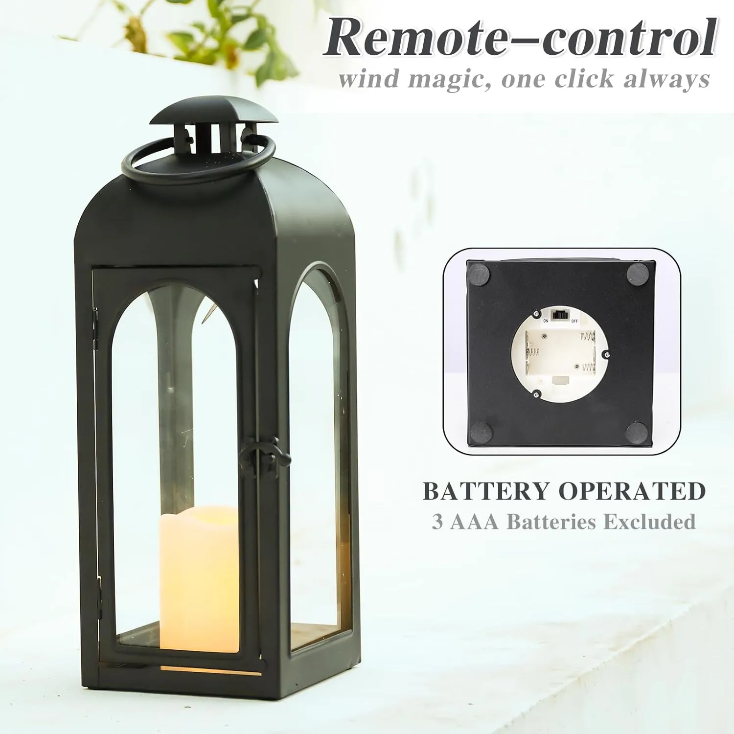 16 Inches Metal and Stainless Steel Glass Decorative Lantern with Electronic Wax Effect - Indoor/Outdoor Decorative Lighting, Handcrafted Aesthetic, Perfect for Home, Parties, and Holiday Decor