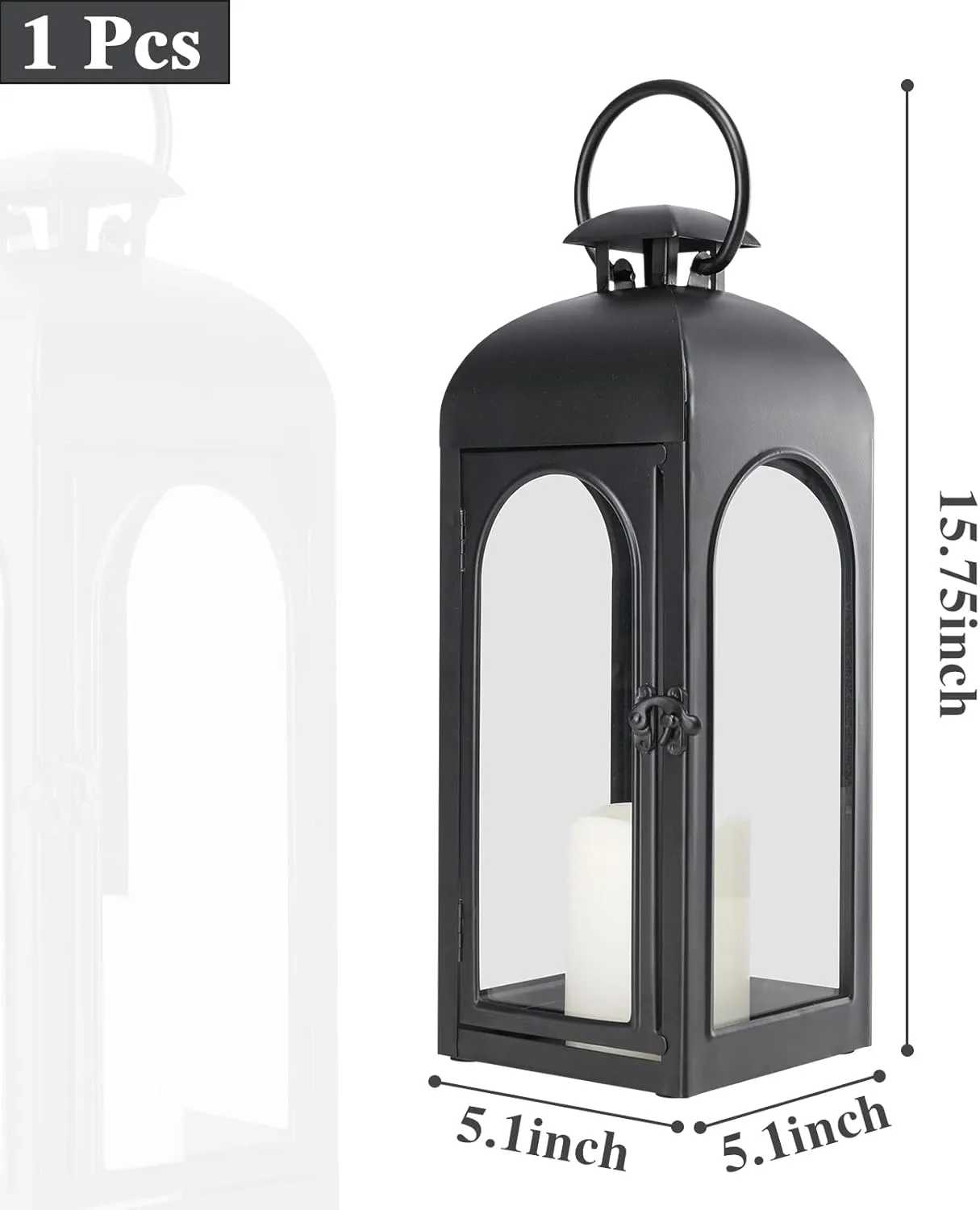 16 Inches Metal and Stainless Steel Glass Decorative Lantern with Electronic Wax Effect - Indoor/Outdoor Decorative Lighting, Handcrafted Aesthetic, Perfect for Home, Parties, and Holiday Decor