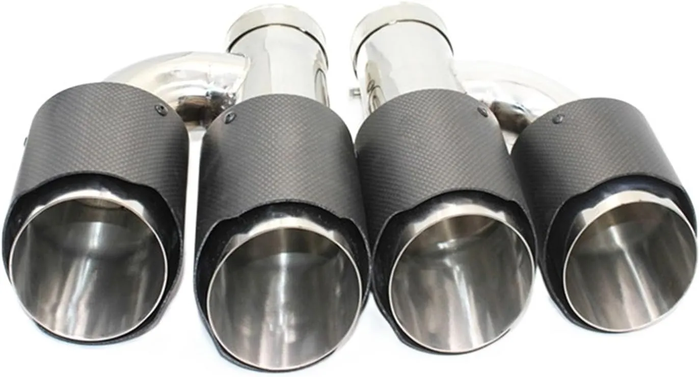 1Pair H Type Double Outlet Carbon Fiber Exhaust System Tip Universal Muffler Tips Dual tip Quad Tips Compatible For Akrapovic(73mm in-114mm out)