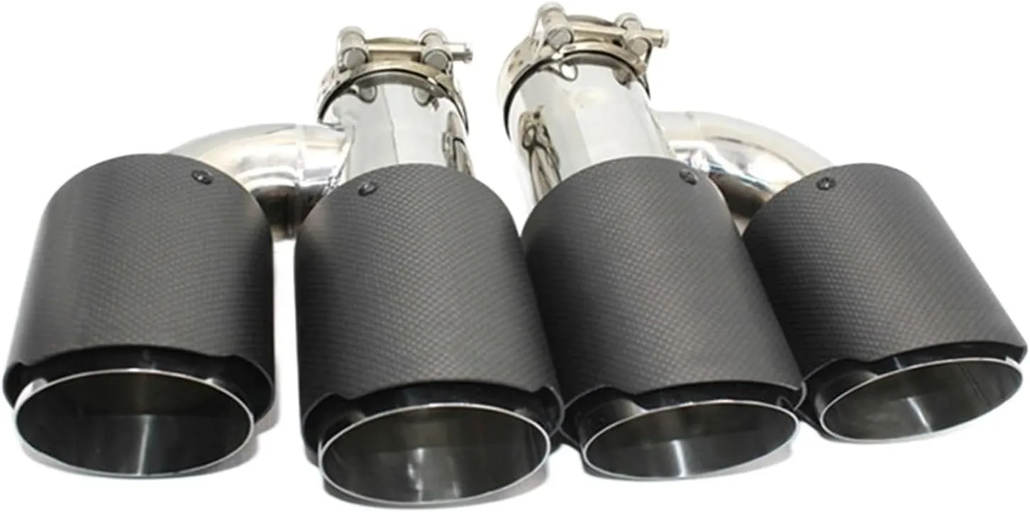 1Pair H Type Double Outlet Carbon Fiber Exhaust System Tip Universal Muffler Tips Dual tip Quad Tips Compatible For Akrapovic(73mm in-114mm out)