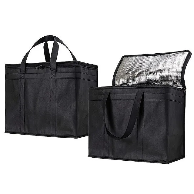 1pc Picnic Insulation Bag, Aluminum Foil Outdoor Large Insulated Grocery Shopping Bag, Reusable Bag, Warm Zipper, Foldable Handbag, Cooler, Cold And Hot Food Transportation