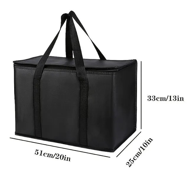 1pc Picnic Insulation Bag, Aluminum Foil Outdoor Large Insulated Grocery Shopping Bag, Reusable Bag, Warm Zipper, Foldable Handbag, Cooler, Cold And Hot Food Transportation