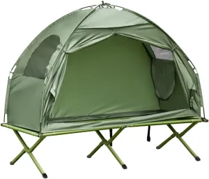 2 in 1 Folding Camping Cots for Adults, 76x30x46in Camping Shelterwith Carry Bag, Green