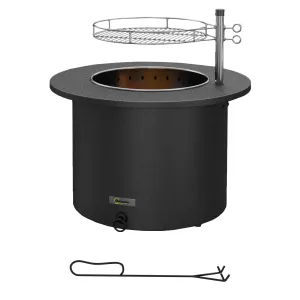 2-in-1 Smokeless Firepit, Stainless Steel Bonfire Stove, Poker, Ash Tray, Black