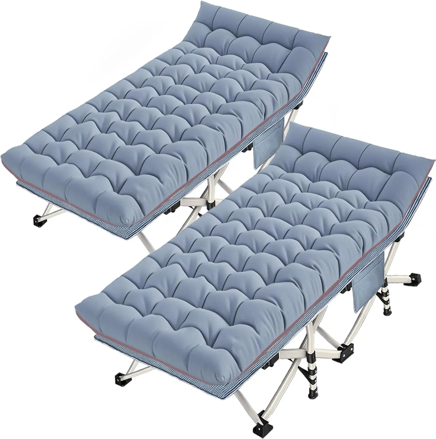 2 Pack 32" Wide Oversize XXL Camping Cot with Mattress Comfortable Cots for Adults Extra Wide Cots for Sleeping Folding Cot Heavy Duty with Carry Bag for Home Office Outdoor Indoor
