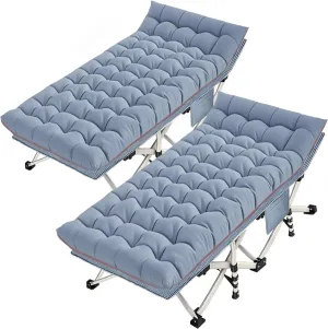 2 Pack 32" Wide Oversize XXL Camping Cot with Mattress Comfortable Cots for Adults Extra Wide Cots for Sleeping Folding Cot Heavy Duty with Carry Bag for Home Office Outdoor Indoor