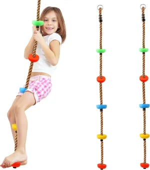 2 Pack 6.59ft Climbing Rope with Knots - Colorful Playground Rope Swing for Kids - Outdoor Swing Set Accessories
