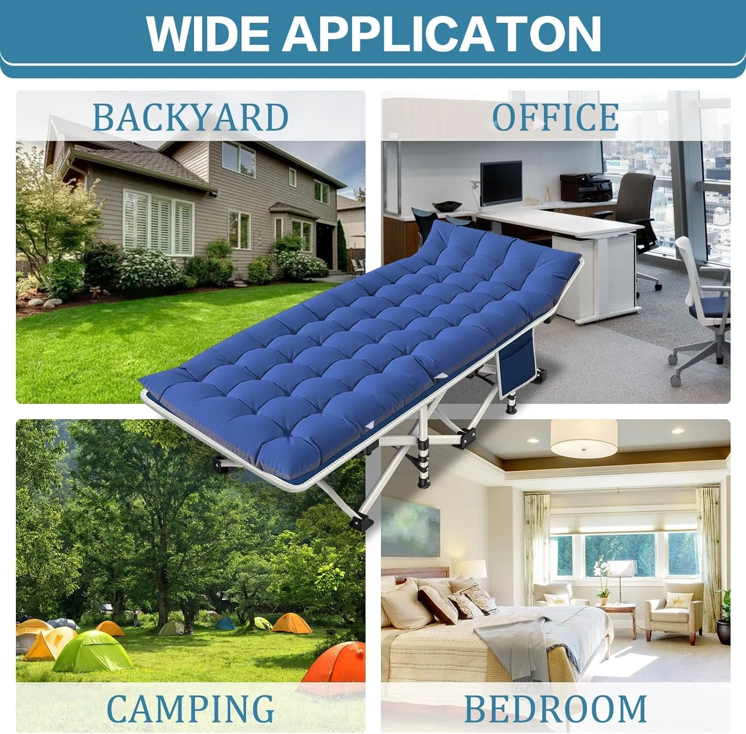 2 Pack Camping Cot with Mattress Comfortable Cot Bed Folding Cot Heavy Duty Cots for Sleeping with Carry Bag for Adults Kids Guest Bed Outdoor Indoor Home