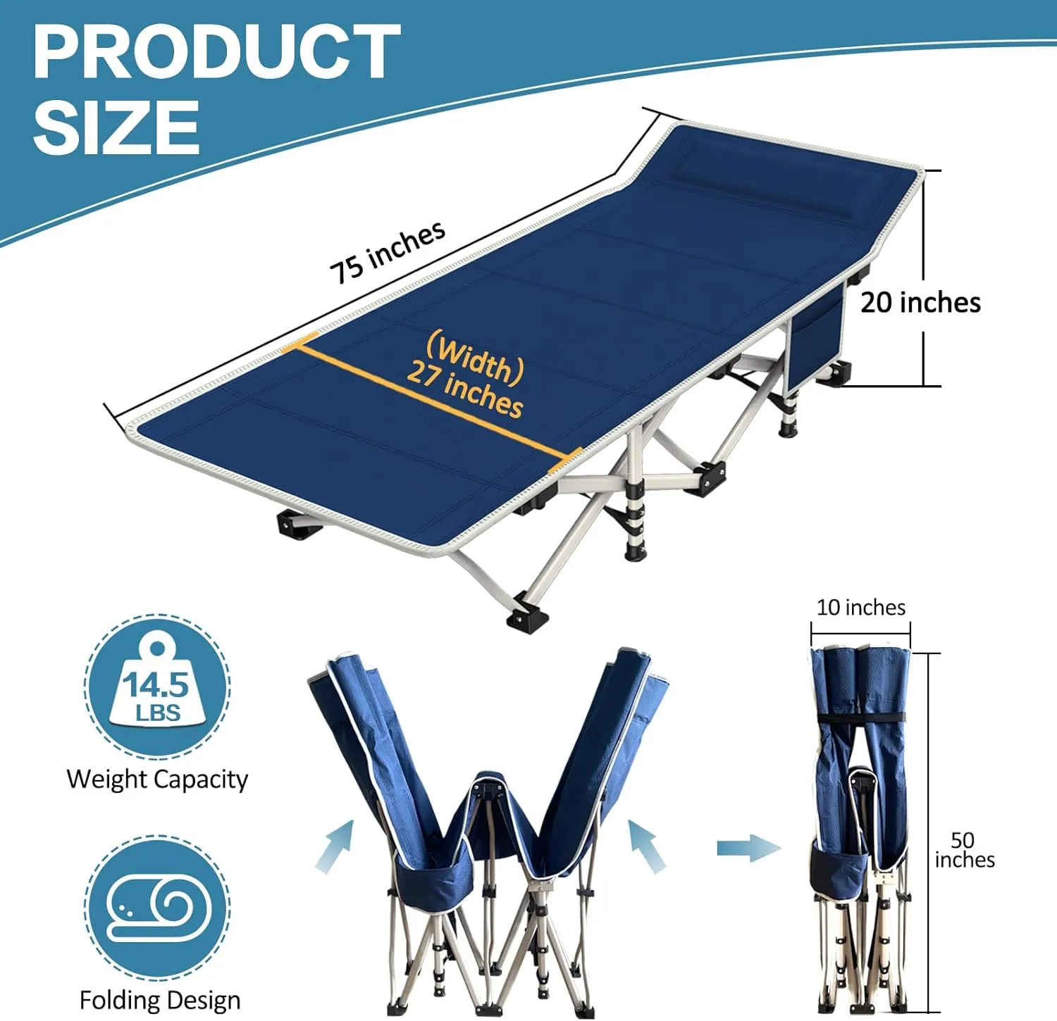 2 Pack Camping Cot with Mattress Comfortable Cot Bed Folding Cot Heavy Duty Cots for Sleeping with Carry Bag for Adults Kids Guest Bed Outdoor Indoor Home