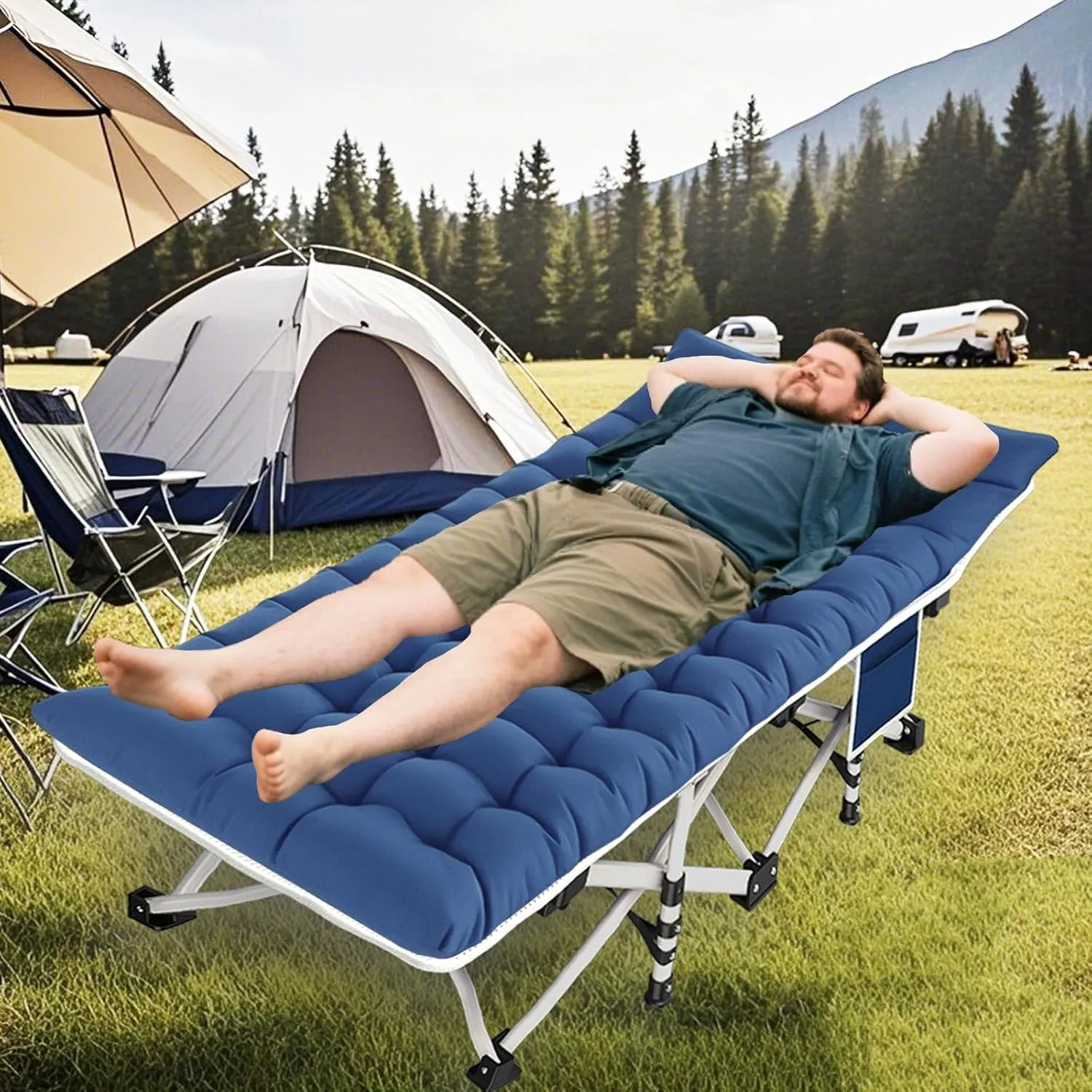 2 Pack Camping Cot with Mattress Comfortable Folding Bed for Adults Cot Bed Cots for Sleeping with Carry Bag Guest Bed Easy to Install Heavy Duty Outdoor Indoor