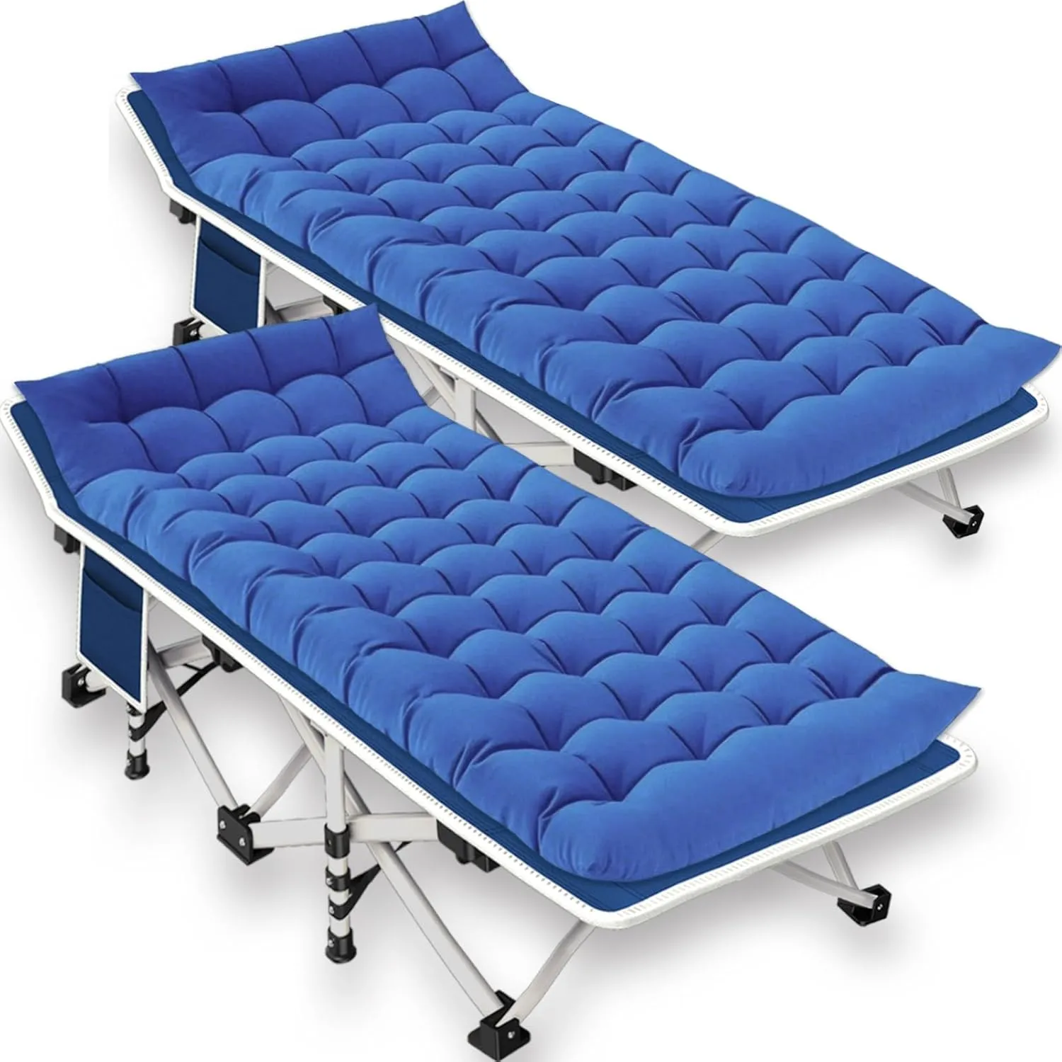 2 Pack Camping Cot with Mattress Comfortable Folding Bed for Adults Cot Bed Cots for Sleeping with Carry Bag Guest Bed Easy to Install Heavy Duty Outdoor Indoor