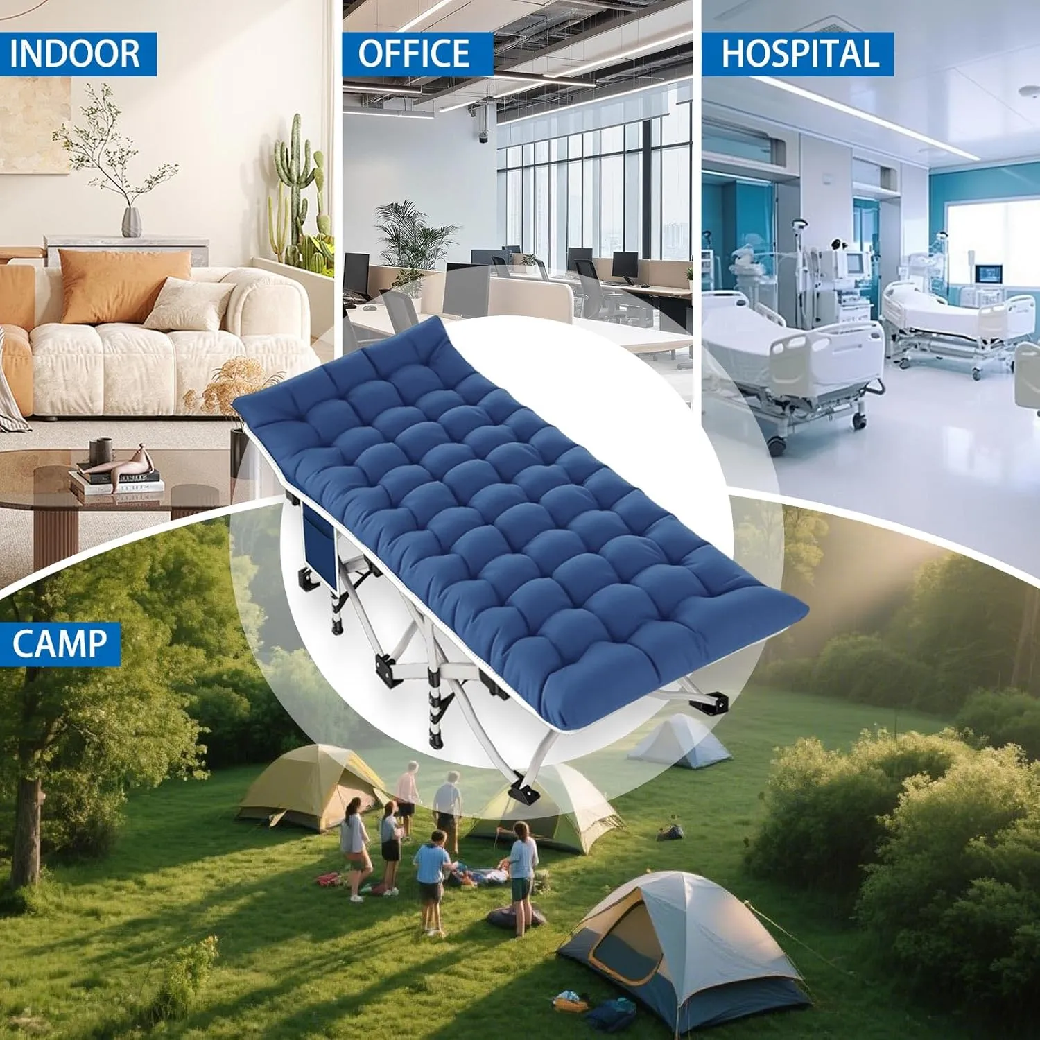 2 Pack Camping Cot with Mattress Comfortable Folding Bed for Adults Cot Bed Cots for Sleeping with Carry Bag Guest Bed Easy to Install Heavy Duty Outdoor Indoor