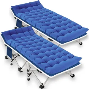 2 Pack Camping Cot with Mattress Comfortable Folding Bed for Adults Cot Bed Cots for Sleeping with Carry Bag Guest Bed Easy to Install Heavy Duty Outdoor Indoor