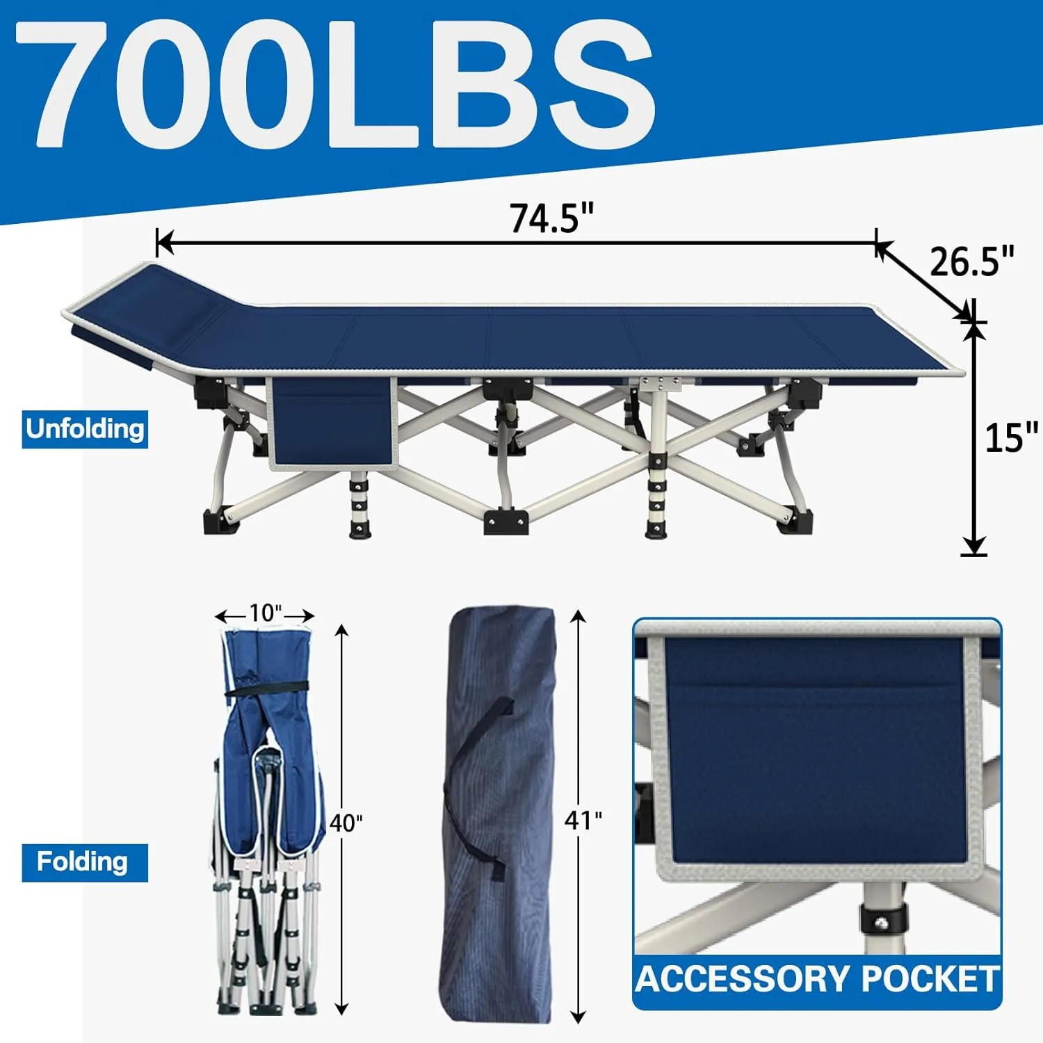 2 Pack Camping Cot with Mattress Comfortable Folding Bed for Adults Cot Bed Cots for Sleeping with Carry Bag Guest Bed Easy to Install Heavy Duty Outdoor Indoor