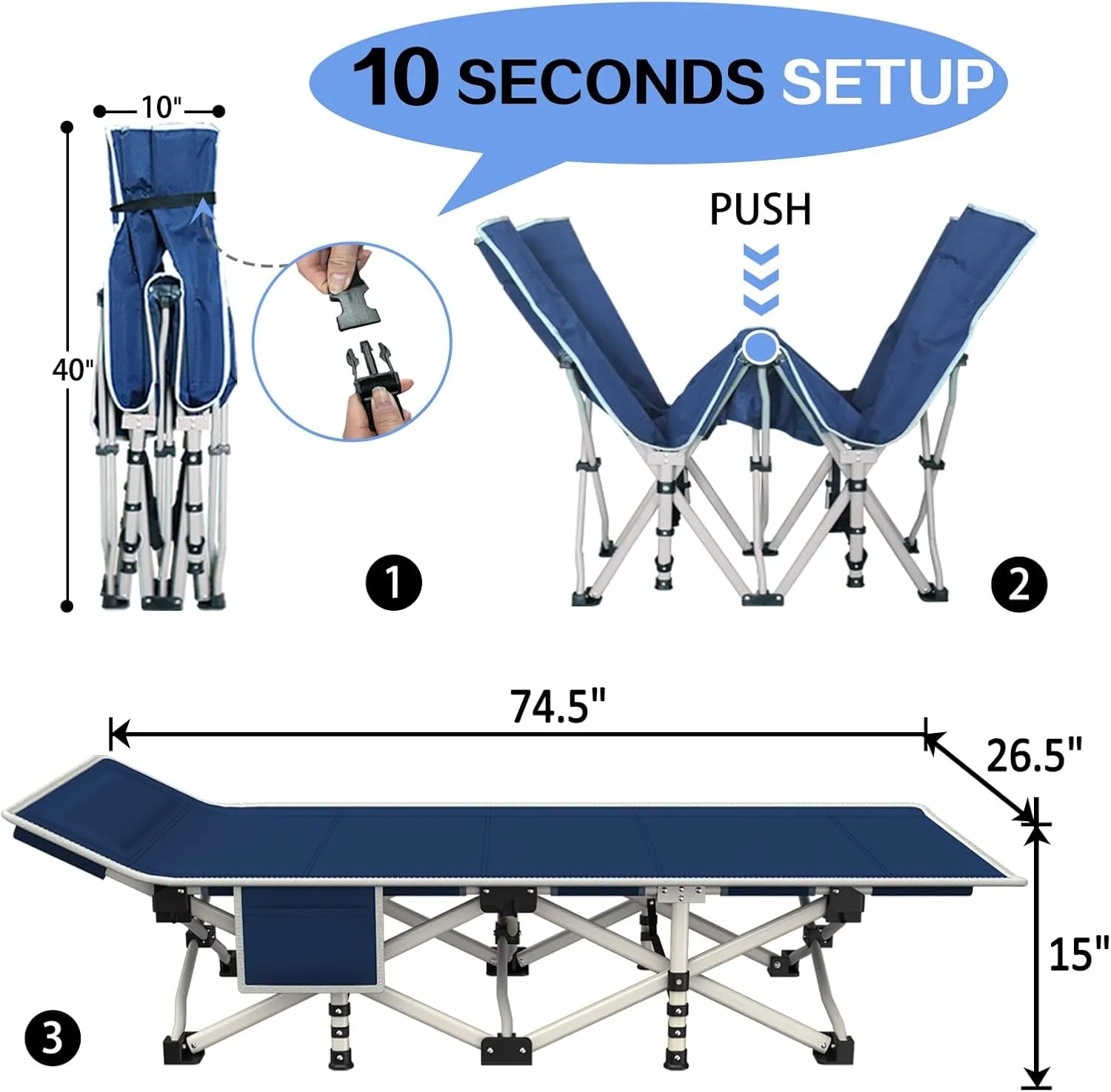 2 Pack Camping Cot with Mattress Comfortable Sleeping Cots with Carry Bag Camping Bed Heavy Duty Folding Cot for Adults Guest Bed Home Office Nap Outdoor Indoor