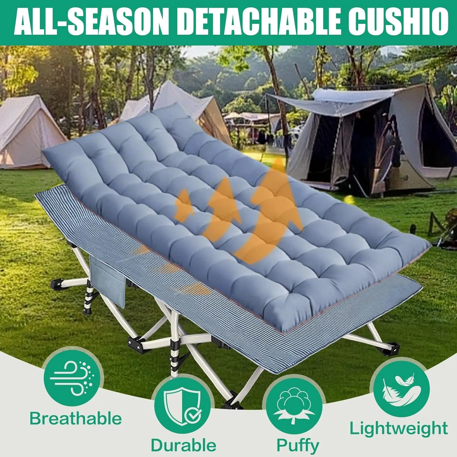 2 Pack Extra Large Cot 79" L x 32" W x 18" H Camping Cot with Comfortable Mattress for Adults Oversize XXL Cots for Camping Bed Folding Cot Heavy Duty with Carry Bag for Outdoor Indoor Home
