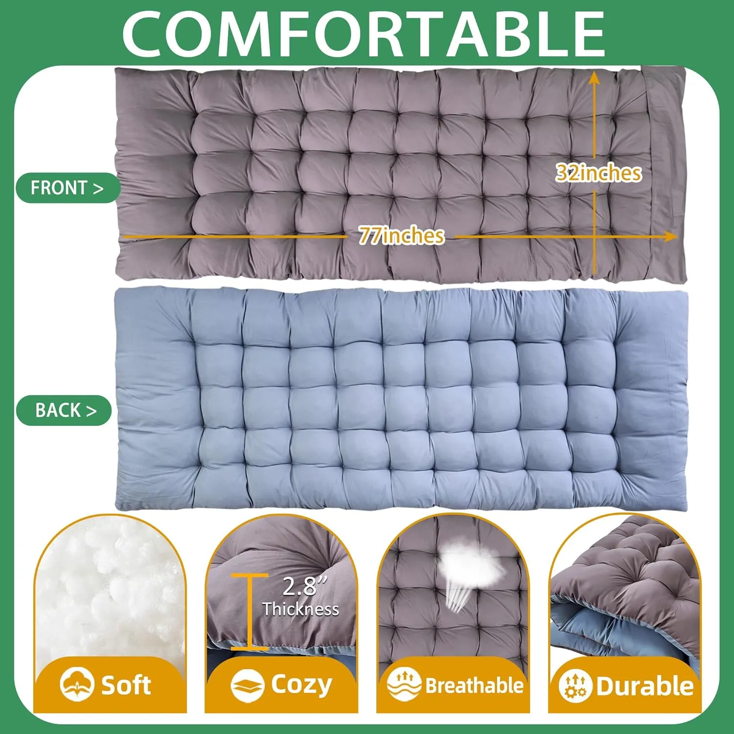 2 Pack Oversize Cot 79" L x 32" W x 18" H Camping Cot with Comfortable Mattress for Adults XXL Cots for Camping Bed Extra Large Folding Cot Heavy Duty with Carry Bag for Home Outdoor Indoor