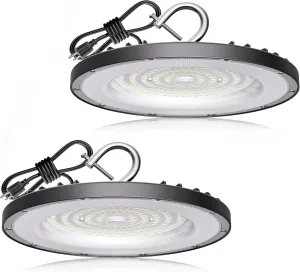 2 Pack UFO Led High Bay Light 200W(800W MH/HPS Equiv.), 30000lm, 5000K Daylight High Bay Led Light with 5' Cable US Hook, IP65 Waterproof Commercial Light Fixture for Warehouse Workshop Barn Factory