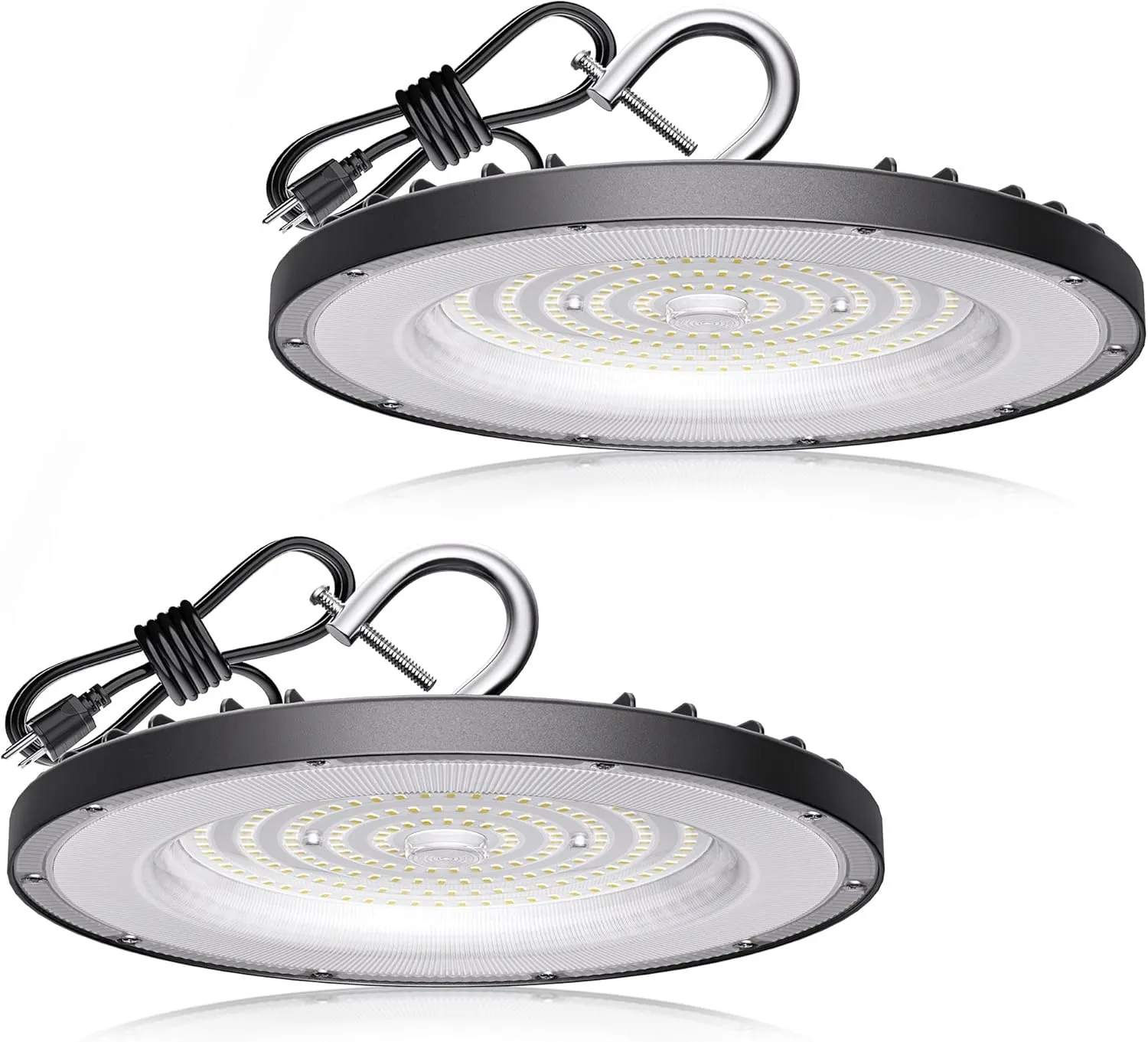2 Pack UFO Led High Bay Light 200W(800W MH/HPS Equiv.), 30000lm, 5000K Daylight High Bay Led Light with 5' Cable US Hook, IP65 Waterproof Commercial Light Fixture for Warehouse Workshop Barn Factory