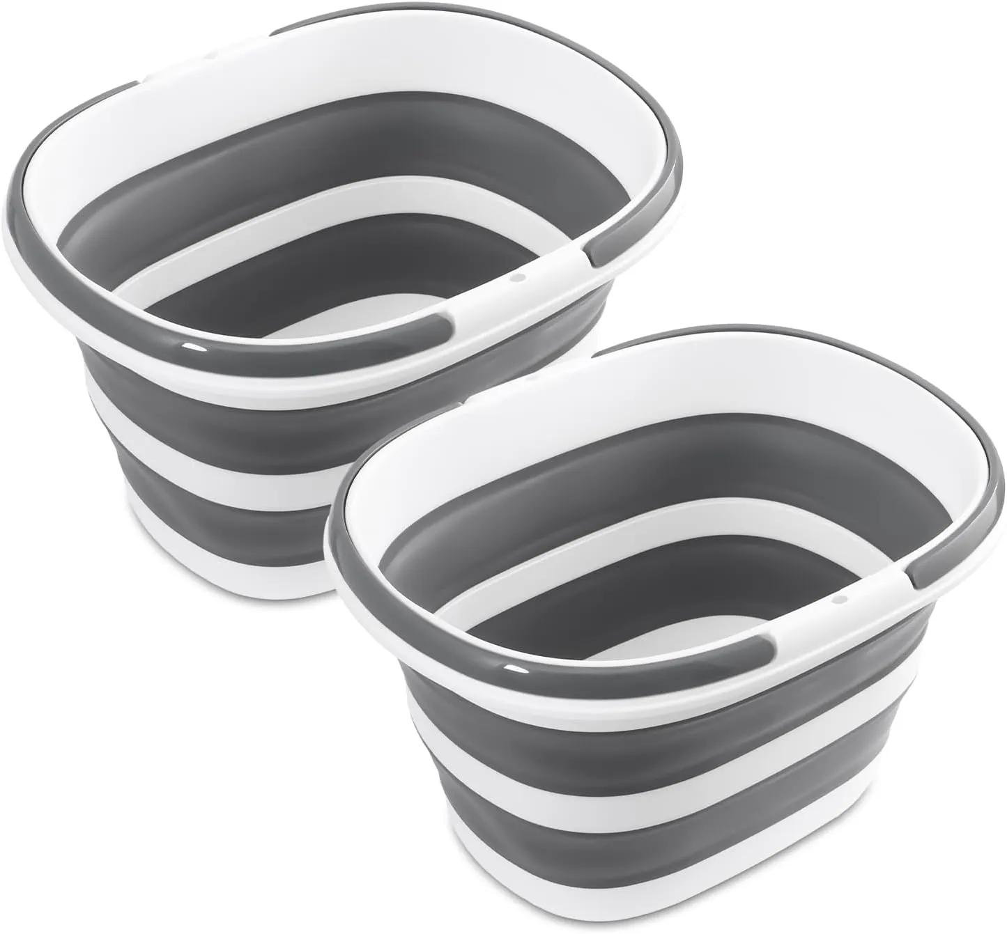 2 Packs Collapsible Mop Bucket with Handles 4.2 Gallon Foldable Tub for Cleaning Large Silicone Pop Up Buckets Portable Collapse Camping Car Wash Basket for Space-Saving Storage