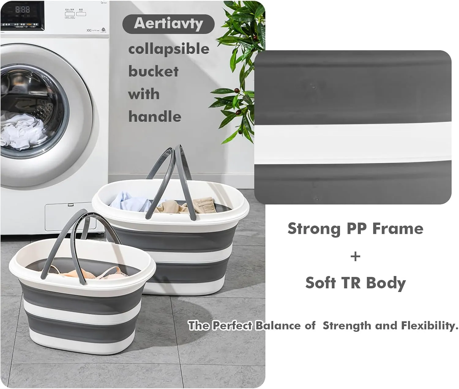 2 Packs Collapsible Mop Bucket with Handles 4.2 Gallon Foldable Tub for Cleaning Large Silicone Pop Up Buckets Portable Collapse Camping Car Wash Basket for Space-Saving Storage