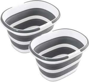 2 Packs Collapsible Mop Bucket with Handles 4.2 Gallon Foldable Tub for Cleaning Large Silicone Pop Up Buckets Portable Collapse Camping Car Wash Basket for Space-Saving Storage