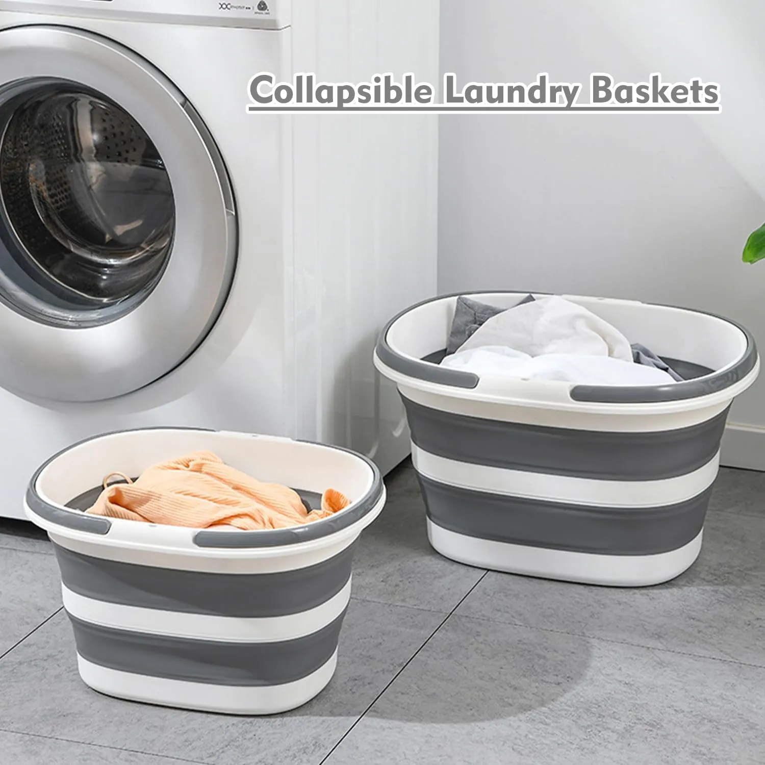 2 Packs Collapsible Mop Bucket with Handles 4.2 Gallon Foldable Tub for Cleaning Large Silicone Pop Up Buckets Portable Collapse Camping Car Wash Basket for Space-Saving Storage