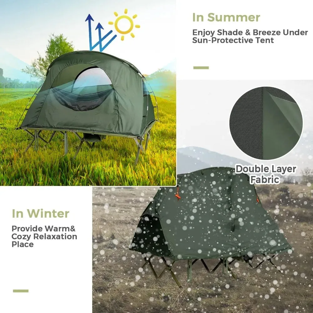2-Person Tent with Self-Inflating Mattress, Elevated Frame, and Roller Carry Bag