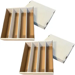 (2) Premium 3200 Count Storage Box 4 Row Monster - 200 Pound Test Strength - Trading Card Cardboard Box For Football, Basketball, Baseball & Gaming Cards - 2 Boxes - MADE IN THE USA