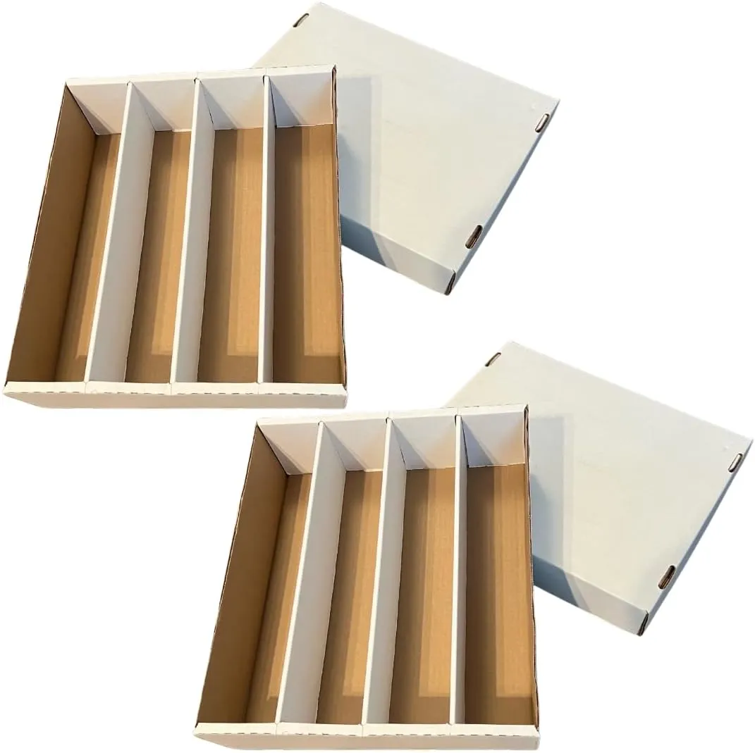 (2) Premium 3200 Count Storage Box 4 Row Monster - 200 Pound Test Strength - Trading Card Cardboard Box For Football, Basketball, Baseball & Gaming Cards - 2 Boxes - MADE IN THE USA