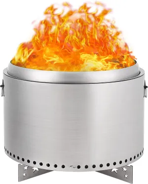 20.5" Smokeless Fire Pit, with Handle, Portable Fire Pit for Camping with Removable Ash Pan, Outdoor Bonfire Pit for Camping, Garden, Patio