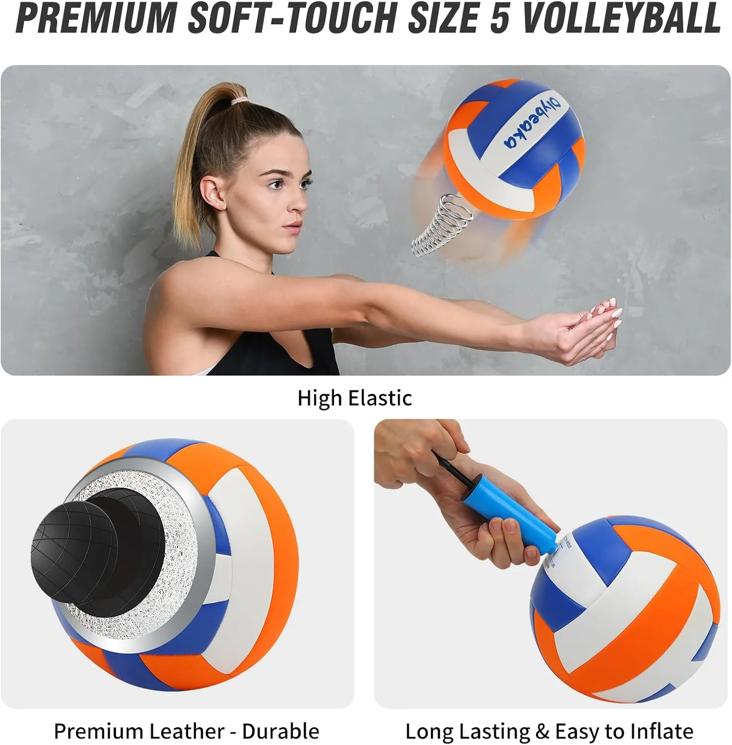 20ft Portable Volleyball Net Set for Backyard Beach, Outdoor Height Adjustable Volleyball Net System with Heavy Duty Poles, Durable Net, PU Volleyball & Pump, Carry Bag