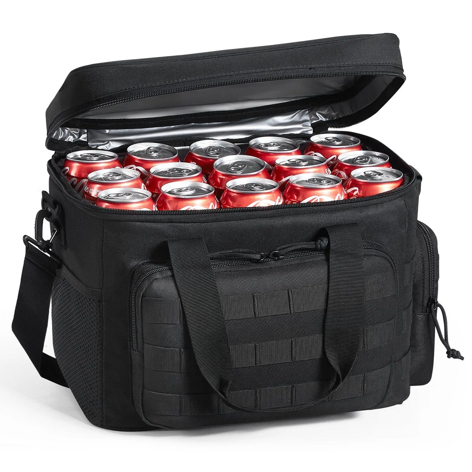 20L Insulated Lunch Bag with Molle Design and Multi-Pocket, 600D Cooler Lunch Box with Removable Storage Bags
