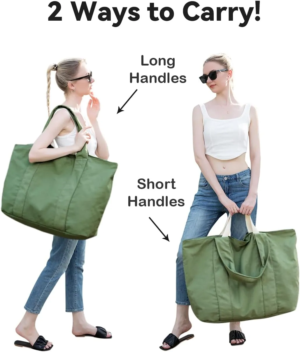 22'' 50L Large Canvas Bag, Extra Large Tote Bag for Women, Overnight Bags for Travel