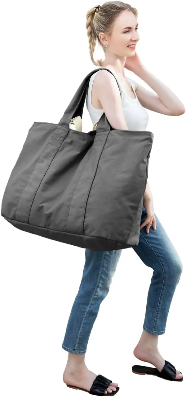 22'' 50L Large Canvas Bag, Extra Large Tote Bag for Women, Overnight Bags for Travel