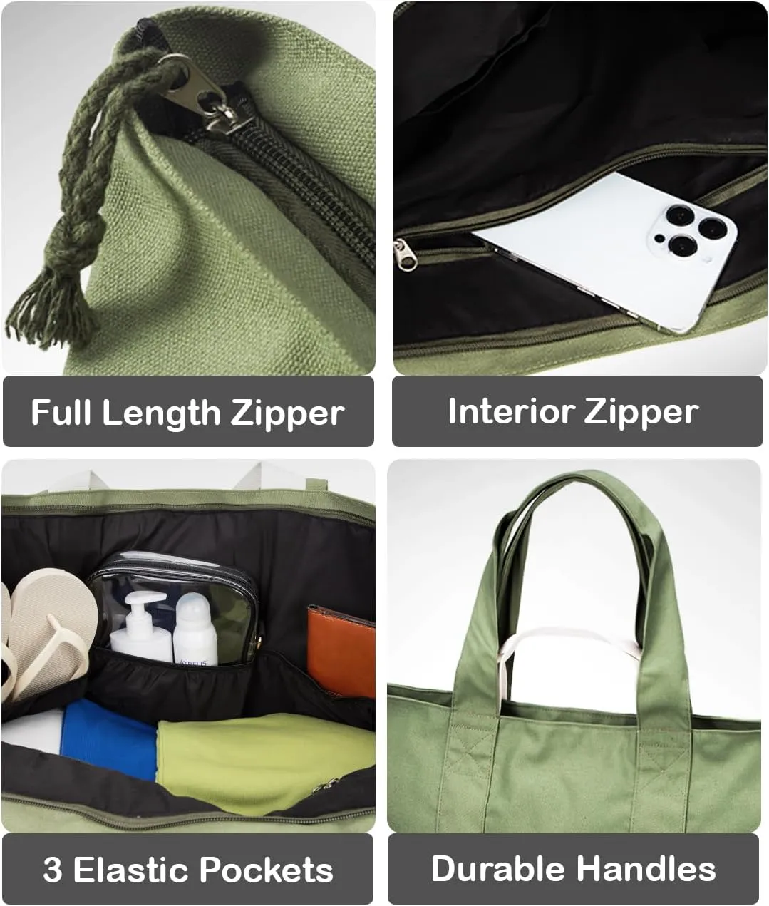 22'' 50L Large Canvas Bag, Extra Large Tote Bag for Women, Overnight Bags for Travel