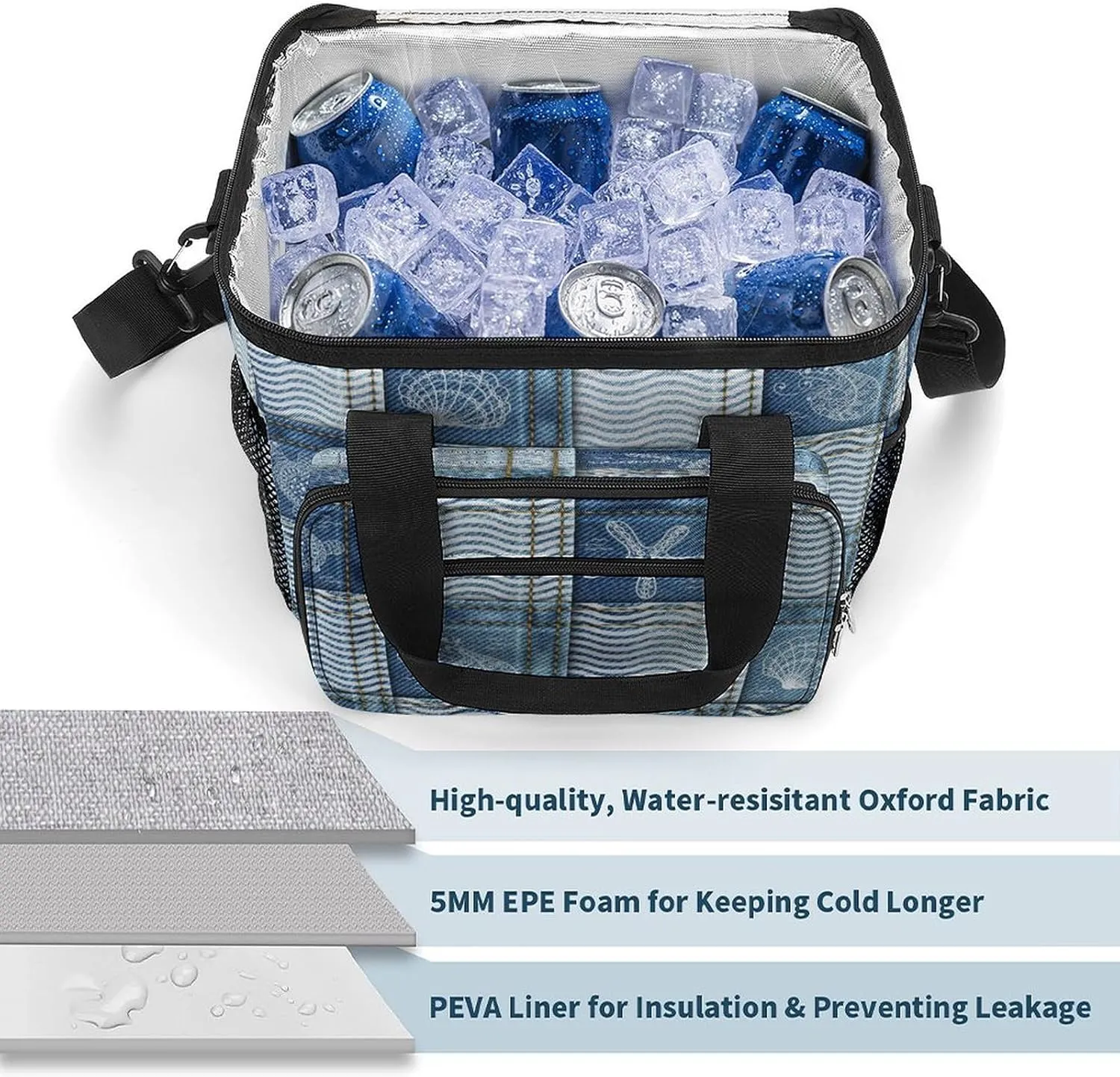 22.5L Waterproof Soft Cooler BagInsulated Lunch Box for Camping Fishing Beach Road Trips
