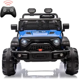 24V 2 Seaters Kids Ride On Car With Remote Control, 2 * 120W Motors 9ah Battery 20" Extra Large Seats,LED Headlights, Front Storage, Bottle Holder, FM, Music Riding Electric Vehicle Toy for Child,Blue