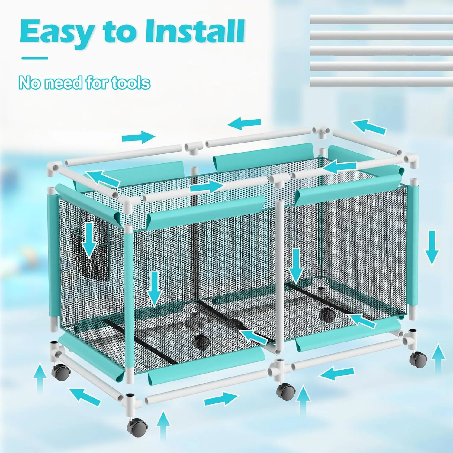 265 Gallon Extra Large Pool Storage Bin, Pool Toy Storage, Pool Float Storage Organizer, Floats Equipment 360° Rolling Pool cart for Pool Noodles Floats, Toys, Balls
