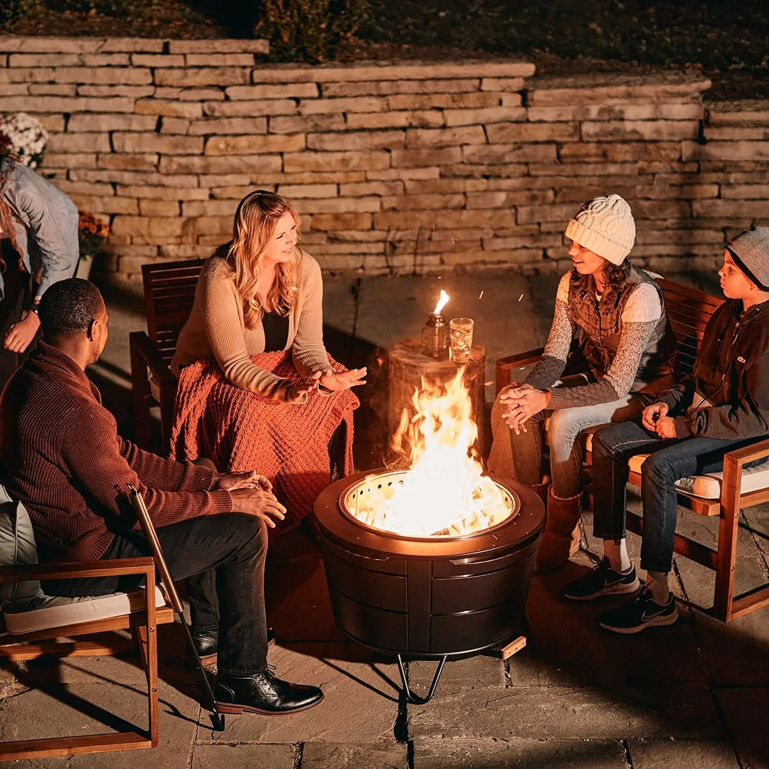 27.5-Inch Smokeless Reunion Fire Pit, Large Outdoor Fire Pit for Gatherings, Wood Burning with Removable Ash Pan & Weather-Resistant Cover, Modern Black Design – Perfect for Patio & Backyard